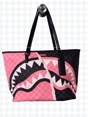 SPRAYGROUND-  Pink & Black Shark Bite Tote